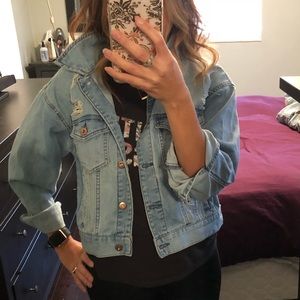 Distressed denim jean jacket Forever 21
